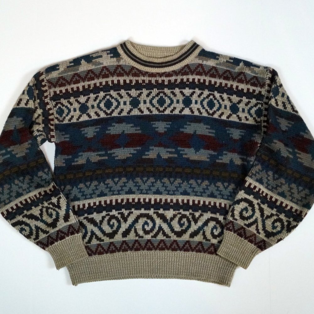 Vintage 1990s Tribal Crew Pullover Sweater